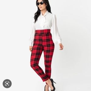 Unique Vintage Plaid Rizzo Cigarette Pants